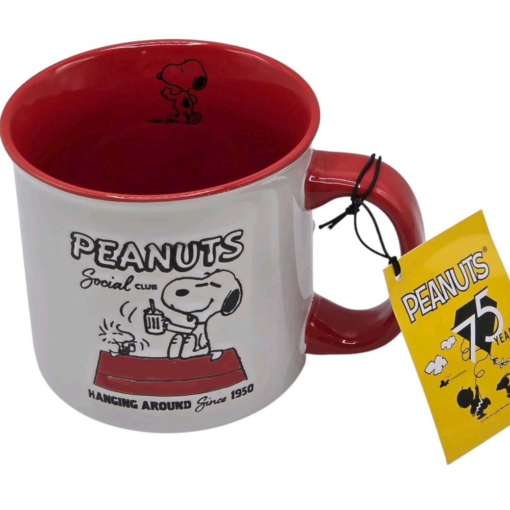 Peanuts Social Club Hanging Around Since 1950 Ceramic Coffee Mug 75 Years 21oz